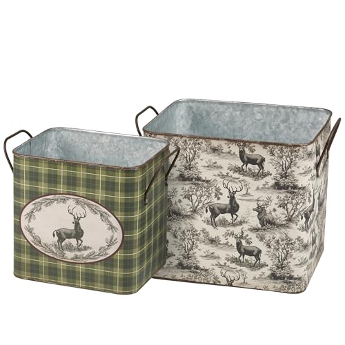 Primitives-by-Kathy-Bin-Set-of-2-Deer-Toile Primitives by Kathy Bin Set of 2 Deer Toile