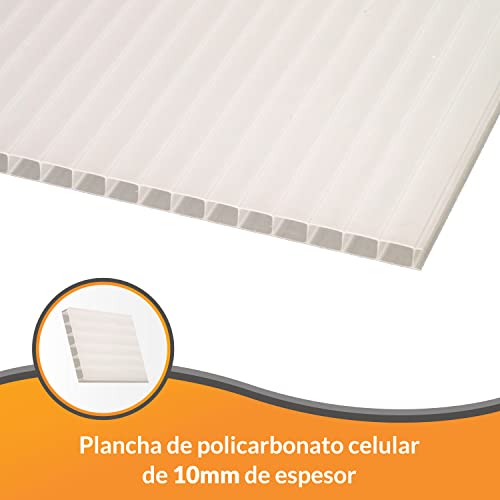 Policarbonato compacto opal 10mm acabado premium de 1500x2100mm con kit de herrajes 5