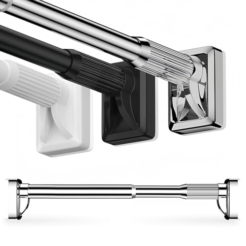 Gardinenstange mit verstellbarer Spannung, 38,1–487,7 cm, ohne Bohren, dehnbare Stange, rostfreier Edelstahl, perfekt für Fenster, Duschen, Schränke und Wohnzimmer (Silber, 68,6 cm - 119,4 cm)
