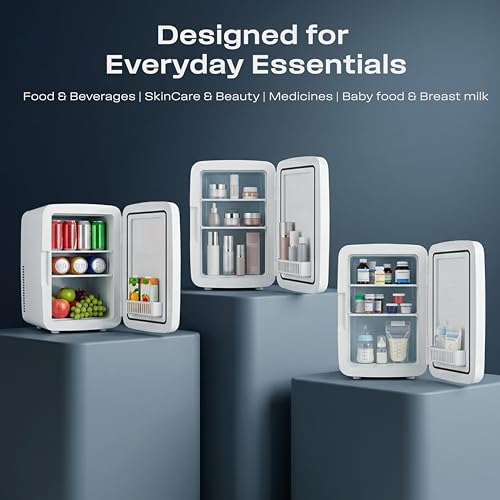 Image of KILIG Frio Ultra Mini Fridge | Portable Cooler & Warmer | 240V AC & 12V DC Power for Home & Car | Smart Temperature Control | Perfect for Food & Beverages, Travel, Skincare, Medicine | White
