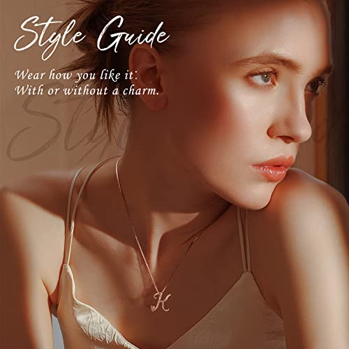 Initial Necklaces for Women - 14K Silver Letter Necklace for Teen Girls, Cute Name Necklace Dainty Gifts for Girls, Jewelry Cute Idea Christmas Gifts4