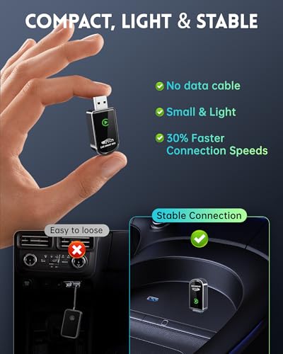 Image of Amzfeel Wireless Carplay Adapter for Apple iPhone, Mini Bluetooth Dongle Convert Factory Wired to Wireless Car Play Plug & Play Auto Connect, Low Latency, GPS for iOS 10+ & Cars 2015+ (Brushed Gery)