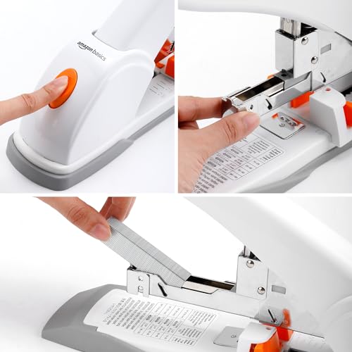 Amazon Basics Heavy Duty Stapler, 130 Sheets High Capacity, Large Office Stapler with 1000 Staples, White - Image 3