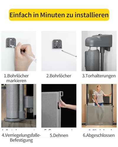 Patywaga 2 Pack Treppenschutzgitter Ausziehbar 0-140cm,Türschutzgitter Ausziehbar mit Treppenschutz & Kindersicherung Treppe - Universelles… – Ansicht 6