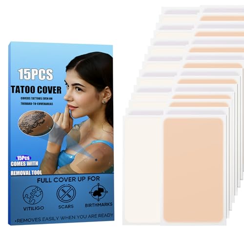 15 Pcs Tattoo Cover Up Patch, Waterproof Concealer for Tattoos & Scars,