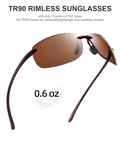 Image of JIM HALO Sport Sunglasses Men Womens TR90 Rimless for Driving Running Golf | Polarized /Non polarized,Lightweight,17g /0.6oz,Rectangle,Wrap Around,Cycling,Fishing,Outdoor Activities