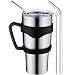 Homitt 30 oz Insulated Tumbler Travel Mug, Double Wall Vacuum Stainless Steel Cup Bundle with Lid, Handle, 2 Curved Straws, Cleaning Brush, (24 Hours Ice Retention)