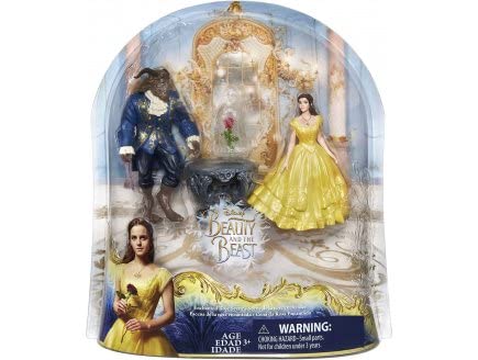 cavernedesjouets Coffret la Belle et la bête et la Rose enchantée - Set 2 poupées Mannequin + Accessoires avec 1 Carte Animal