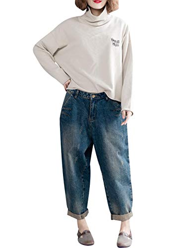 Women's Elastic Waist Jeans Denim Trousers Harem Pants2