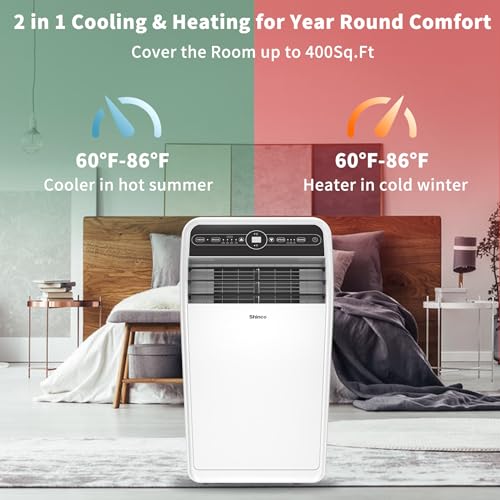 Image of Shinco 10,000 BTU Portable Air Conditioner with Heater up to 400 Sq. Ft, Ac Heater Combo Window Unit, Portable AC Unit with Dehumidifier & Fan, Cools & Heats,Remote Control and Window Kit