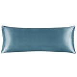 BEDELITE Satin Body Pillow Cover&comma; Super Soft and Cooling Body Pillow Pillowcase for Hair and Skin&comma; Breathable Silky Full Long Pillowcase Cover&lpar;20"x54"&comma; Bluesteel&rpar;