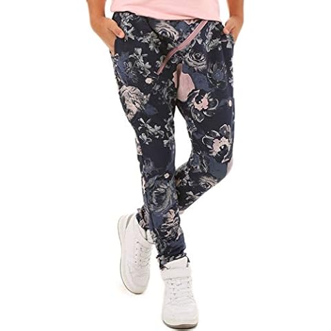Verbelato Girls Trousers Pants Print Camouflage Flowers for Kids hk289 Flowers Blue 11 Years Cover