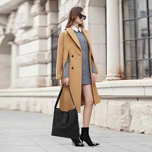 Woven Shoulder Bag for Women, Vegan Leather Tote Bag Large Summer Beach Handmade Satchel Travel Handbag2