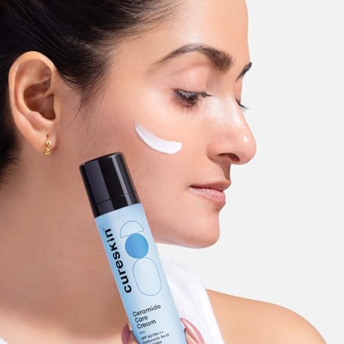 Image of Cureskin Ceramide Moisturiser SPF 40 PA+++ Skin Barrier Repair Face Moisturizer for Men and Women | Hyaluronic Acid Moisturizer for Face | Anti Aging Cream for Women and Men