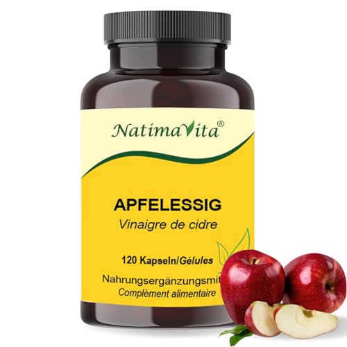 Apfelessig Kapseln hochdosiert - 120 Kapseln - Stoffwechsel und Entwässerung - natürliche 1000mg Apfelessig pro Tagesdosis - vegan - Apple cider vinegar