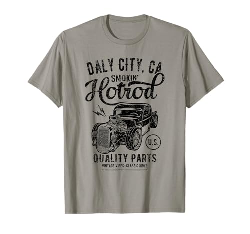 Daly City California Retro Hotrod Car Distressed Design T-Shirt