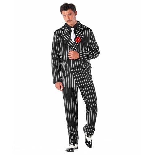 Morph 1920s Gangster Costume Men Roaring 20s Mobster Outfit Gangster Costume Men Vintage Style Party Attire Medium Black
