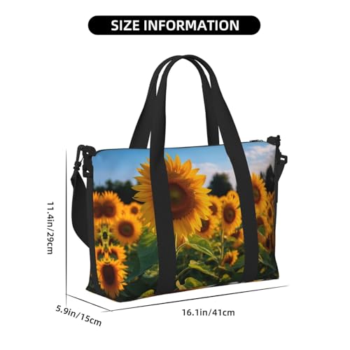 Sunflower garden print Gym Bag for Women,Carry on Weekender Overnight Duffle Bag,Personal Item Tote Bag4