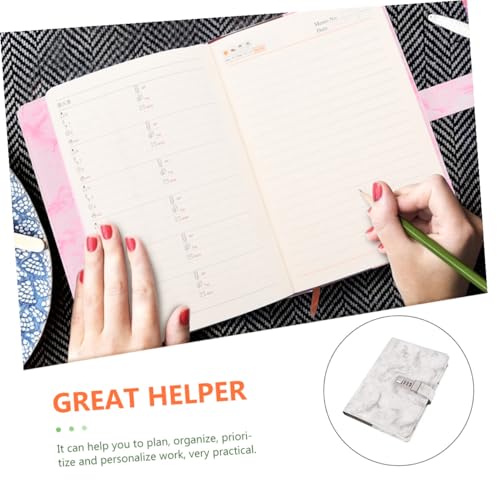 WEKADRIN 大理?ロック付きノートブック 手帳 スケジュール管理 ダイヤル式パスワードロック付き 日記帳 仕事 学校 家用 収納便利