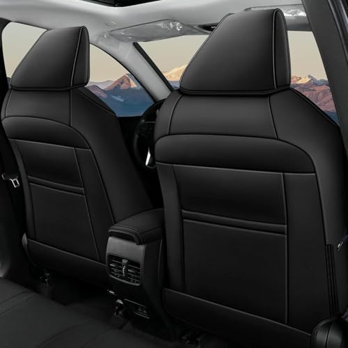 Image of AOMSAZTO Custom Fit for Toyota Corolla Cross Hybrid 2023 2024 2025 Faux Leather Car Seat Covers Full Set Compatible Airbag Corolla Cross Hybrid S,SE,XSE Seat Protector Sedan Black