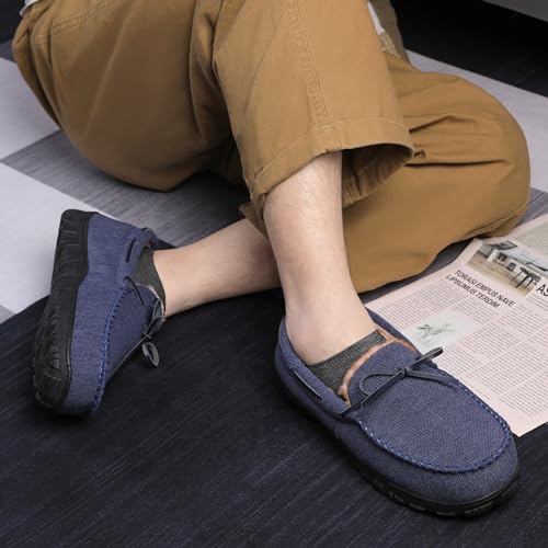 Image of MIXIN Mens Slippers Indoor Outdoor Memory Foam House Shoes Anti-Slip Moccasins Slippers for Men