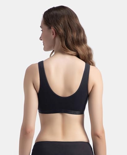 Image of Jockey ES04 Women's Wirefree Padded Super Combed Cotton Elastane Stretch Full Coverage Sleep Bra with Removable Pads and Ultrasoft Underband