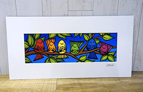 ヘザーブラウン 小鳥 Heather Brown Art Japan ヘザーブラウン Rainbow Birds Print MATTED