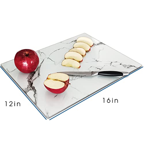 Tablero de corte de vidrio templado VASUHOME, juego de 2 unidades, 40,6 x 30,5 cm, diseño mármol, resistente a rayaduras, calor y roturas, fácil de limpiar, negro y transparente miniatura 6