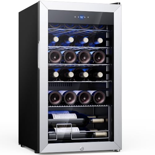 Image of Feelfunn 25 bottle Wine Cooler Refrigerator,Wine Fridge Glass Door,Silver