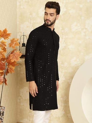 Sojanya (Since 1958 Men'S Pure Cotton Embroidered Sequined Only Long Kurta3