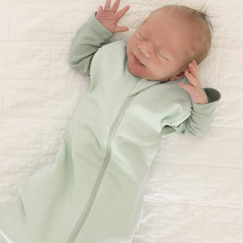 Image of Tiny Twinkle Baby Sleep Sack 0-3 Months 1.0 TOG, Cotton & Elastane Wearable Blanket, Swaddle Transition Micro-Fleece, Machine Washable (Ice Blue)