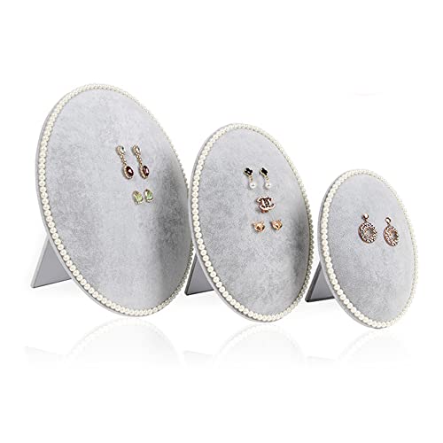GISELA D 3 peças de suporte oval para colar de veludo com suporte para pingente de joias ajustável (