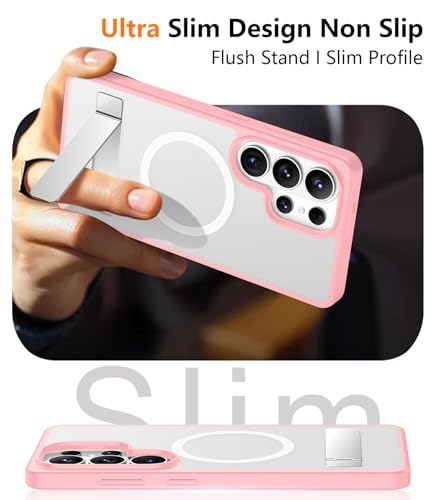 Image of SPIDERCASE Magnetic for Samsung Galaxy S26 Ultra Case,[Built-in Invisible Kickstand][Compatible with Magsafe] Slim Translucent Matte Phone Case for S26 Ultra 6.9'', Pink