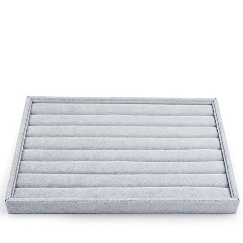 Oirlv 7 Ranuras Bandeja de exhibición de joyería de Terciopelo Pendientes de Anillo Bandejas organizadoras