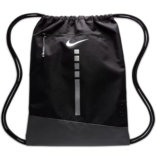 NIKE Bolsa Hoops Elite com cordão (17L) DX9790-010 (Preto/Cinza Ferro/Prata Metálica), Tamanho UM