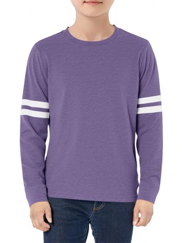 Image of Haloumoning Boys Long Sleeve Shirts Kids Crewneck T Shirts Casual Striped Tops Tees 5-14 Years