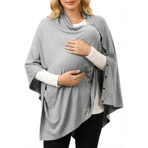 Image of SNOWIE SOFT Feeding Covers for Nursing Mom with Side Button Closure, 360Full Coverage, Soft Stretchy Feeding Shawl Breastfeeding Mother for Discreet Nursing, 75x170cm