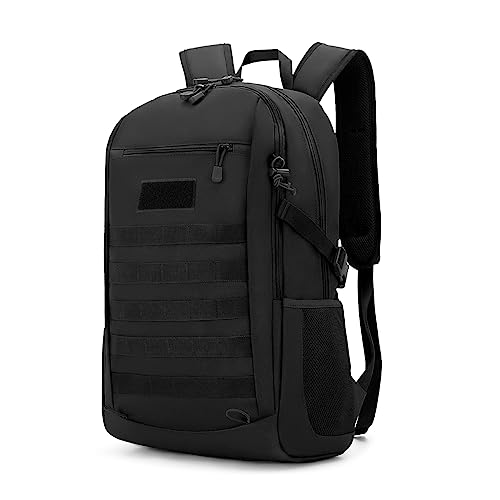 HUNTVP 30L Táctical Backpack Militar Mochila de Asalto Molle Escolar Bolsa Bandolera para Hombre Mujer Caza Camping Senderismo, 30L-Negro