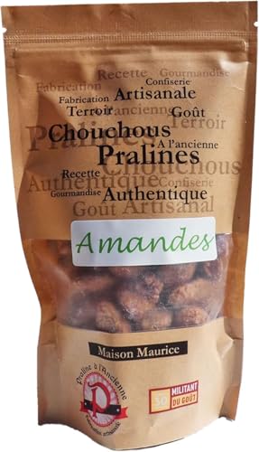 Pralines à l'Ancienne – Pralines aux almendras 150 g – Auténticos colechos de almendras caramelizadas – Dulce artesanal – Bolsa de aperitivos – Fabricado en Francia