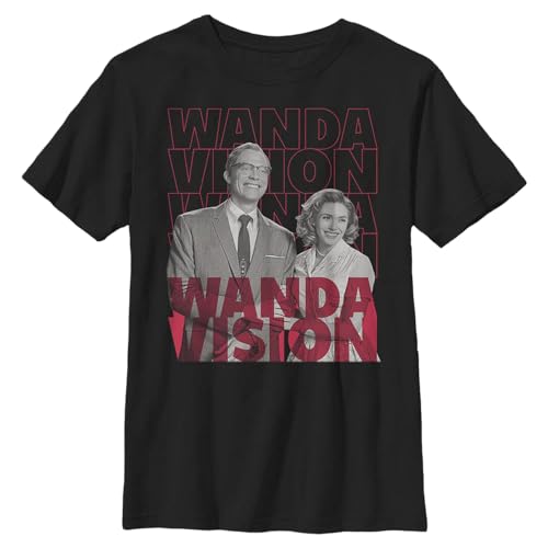 T-shirt WandaVision Marvel vêtement garçon noir col rond taille medium