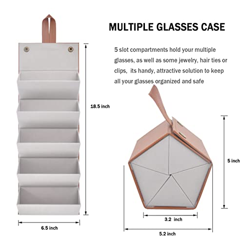 Image of Kenpal Sunglasses Storage Organizer Holder Foldable Travel Case with 5 Slot Compartments for Multiple Glasses