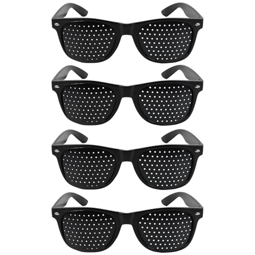 4 Piezas Gafas Reticulares, Gafas Antimiopía de Color Negro con Patillas Plegables, Cómodos de Usar, Diseñados para El Entrenamiento Ocular Y La Relajación de Los Ojos, Adecuados para El Uso Diario
