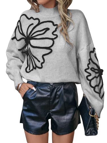 Verdusa Women's Old Money Clothes Floral Mock Neck Long Sleeve