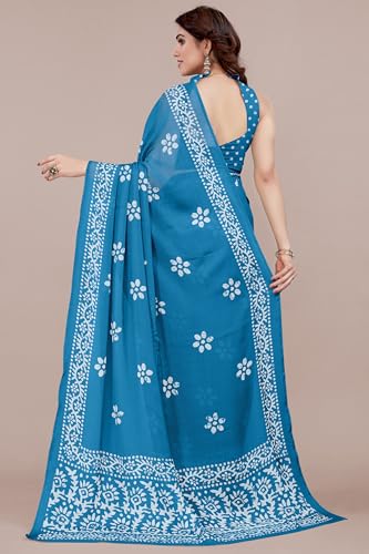 Image of MIRCHI FASHION Saree for Woman Chiffon Batik Printed | Lightweight Daily Wear Women's Office Sari with Blouse Piece (Available in 40 Colours)