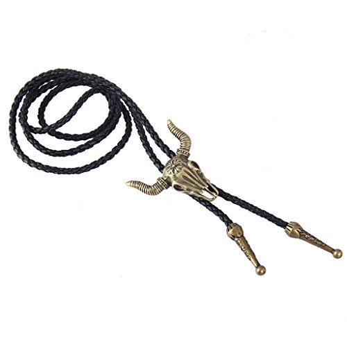 Image of Jeilwiy Bolo Tie for Men Western Cowboy Tie Necklace Gold Bolo Tie Leather Necktie Halloween Tie Accessories for Women