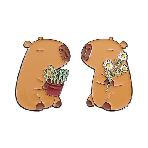 1yACapybaras Shaped Brooch Cartoon Animal Backpack Badge Alloy Fashion Lapel Pin Accessory For Party Wearj[NȃfUCu[`