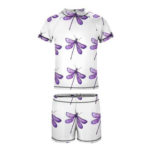 Chic Purple DragonfliesChildren's Swimsuits Boys Two Piece Suit8-10Y（130cm）2