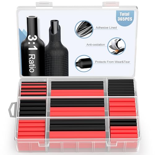 ELECFUN Waterproof Heat Shrink Tubing Kit 365 pcs, 3:1 Dual Wall Tube - Adhesive Lined Heatshrink...