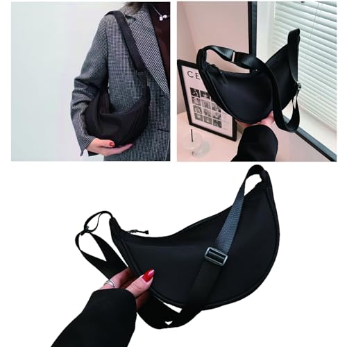 Image of Small Sling Crossbody Bag, Mini Crescent Bag with Adjustable Strap, Lightweight Nylon Bag for Both Women and Men, Small Shoulder Bag