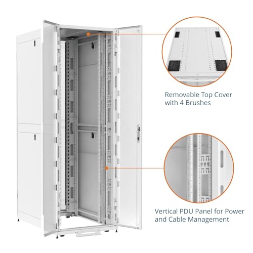 Image of Tecmojo 48U Server Rack Cabinet - PRE-Assembled 32inch Width 43inch Depth IT Network Equipment Cabinet Rack Enclosure with Casters - 3000lbs Weight Capacity, White